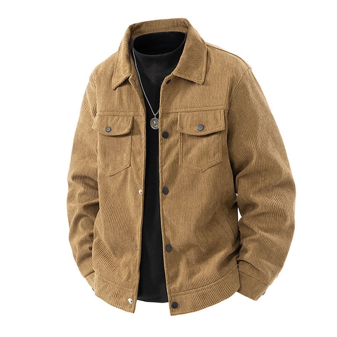 Men's Corduroy Jacket Vintage Casual Workwear Outerwear Long Sleeve Lapel Coat Fashion Harajuku Style Streetwear For Spring Fall Top