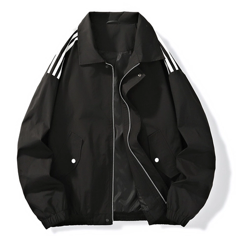 Chaqueta Deportiva Casual para Hombre Con Diseño de Tres Rayas Poliéster Resistente al Viento Cremallera Abrigo