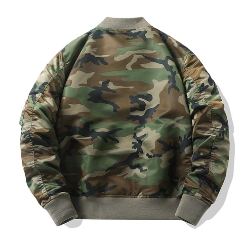 Herren MA-1 Fliegerjacke Tarnmuster Wasserdicht Winddicht Militär Bomberjacke Mit Rotem Band Casual Woodland Camo Herren Outerwear