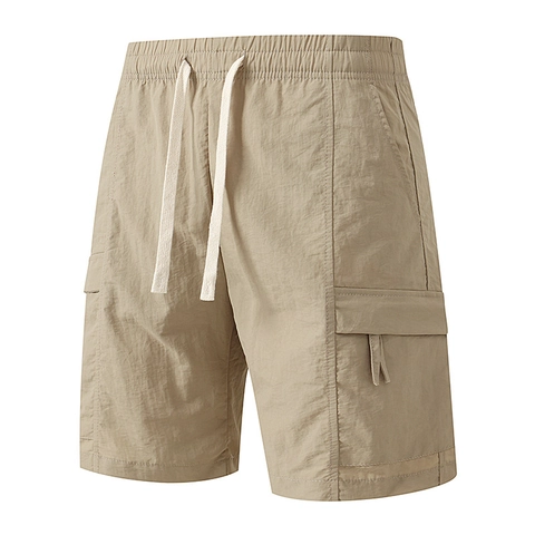 Men Cargo Shorts Nylon Quick Dry Cooling Multi Pocket Japanese Casual Streetwear Solid Color Loose Fit Summer Outdoors