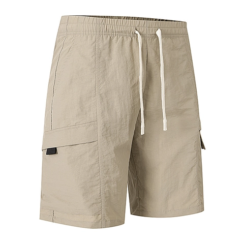 Men Cargo Shorts Nylon Quick Dry Cooling Multi Pocket Japanese Casual Streetwear Solid Color Loose Fit Summer Outdoors