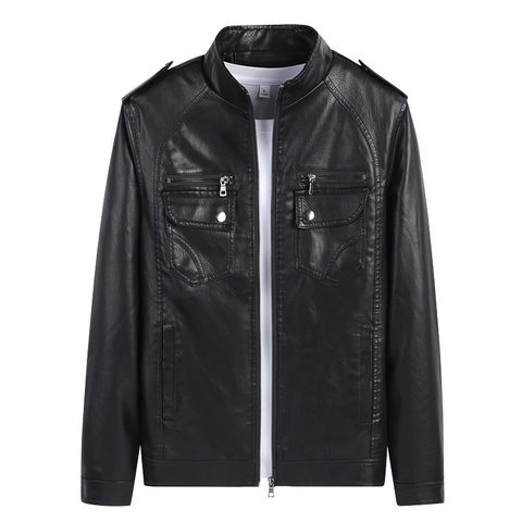 Herren Biker PU Lederjacke Stehkragen Slim Fit Winddichte Motorradjacke Für Herbst Winter Herren Casual Outerwear