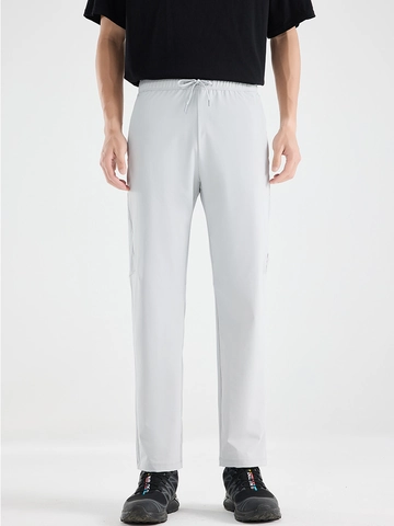 Men Ice Satin Quick Dry Casual Pants Nylon Spandex Breathable 4-Way Stretch Straight Leg Sweatpants With Drawstring Elastic Waist