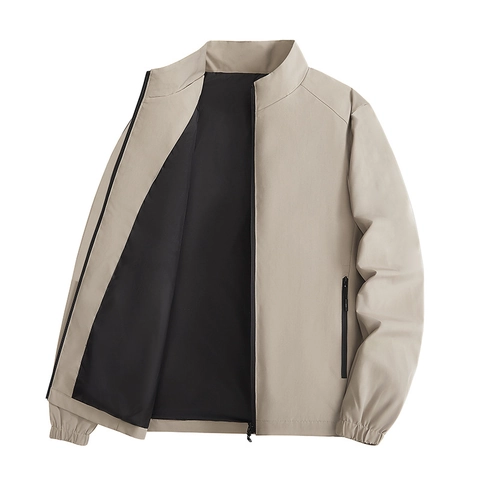 Chaqueta Casual para Hombre con Cuello Alzado Poliéster Resistente al Viento Cremallera Abrigo de Otoño para Oficina Diario