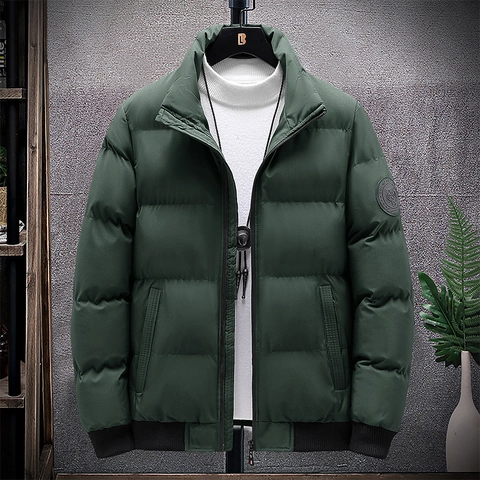 Men Winter Puffer Jacket Thickened Stand Collar Windproof Warm Cotton Padded Coat Korean Trend Casual Outdoor Oversized Outerwear