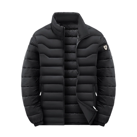 Herren Winter Wattierte Jacke Gesteppt Stehkragen Winddicht Dicke Baumwolljacke Lässig Warme Oberbekleidung Für Jugend Mode