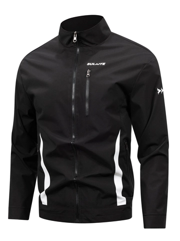 Heren Sport Opstaande Kraag Jas Winddicht Polyester Multi-pocket Casual Outdoor Mantel Lichtgewicht Rits Outwear