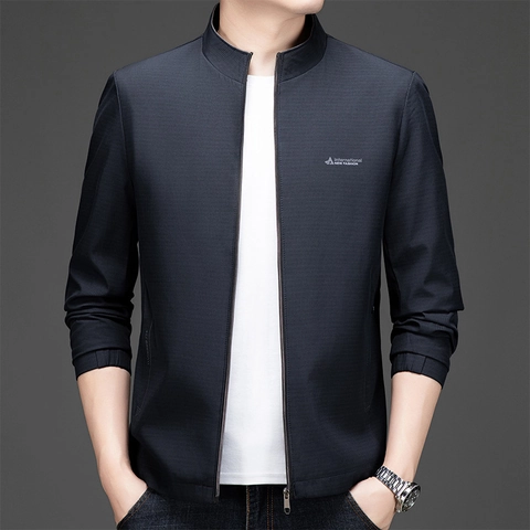 Chaqueta Casual de Negocios para Hombre Cuello Alto Resistente al Viento Hidrófugo Ropa de Otoño Chaqueta con Cremallera Moda
