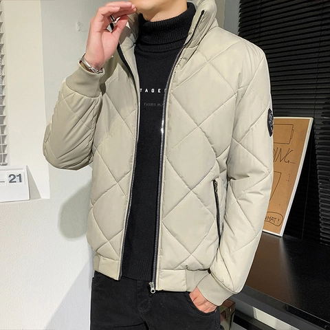 Giacca Trapuntata da Uomo Collo Alto Cappotto Imbottito Invernale Caldo Antivento Vestibilità Comoda Per Uomo Stile Casual Business
