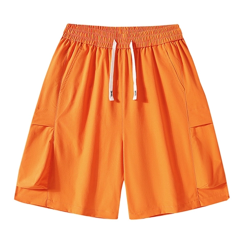 Short Cargo pour Hommes en Polyester Séchage Rapide Hydrofuge Taille Élastique Grandes Poches Extérieur Décontracté Été
