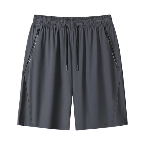 Pantaloncini Sportivi da Uomo in Raso di Ghiaccio ad Asciugatura Rapida Con Tasche a Zip Traspiranti Elastico in Vita Casual Per Palestra Abbigliamento Uomo