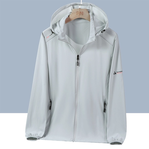 Men Sun Protection Jacket Lightweight Polyester Spandex Quick Dry Hooded Outdoor Sports UV Protection Casual Jacket For Men