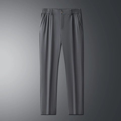 Pantaloni Business Casual da Uomo in Misto Nylon Elastan Gamba Dritta Vita Elastica Resistenti alle Pieghe Pantaloni Formali Ufficio