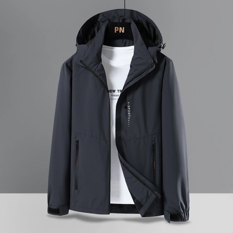 Men Lightweight Windproof Outdoor Climbing Jacket Plus Size Detachable Hood Casual Sports Windbreaker Coat For Men