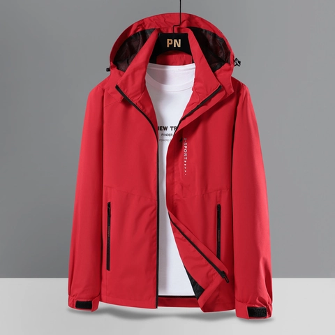 Men Lightweight Windproof Outdoor Climbing Jacket Plus Size Detachable Hood Casual Sports Windbreaker Coat For Men