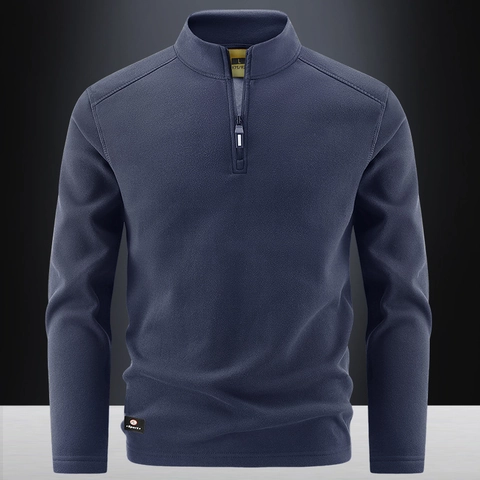 Men's Stand Collar Half Zip Fleece Pullover Warm Long Sleeve Sweatshirt For Autumn Winter Casual Outdoor Sports Wear