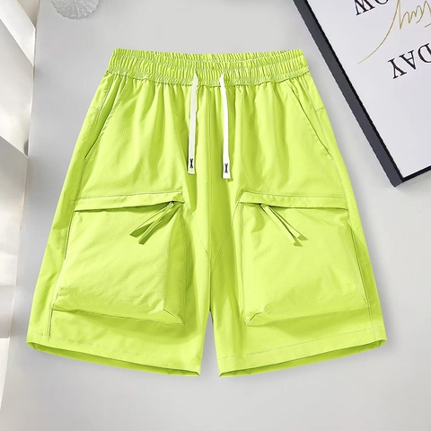 Men's Cargo Shorts Quick Dry Multi Pocket Elastic Drawstring Waist Summer Casual Streetwear Loose Fit Ripstop Fabric Bottoms