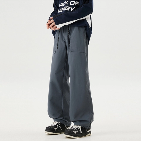 Pantalones Cargo para Hombre de Poliéster Casual Streetwear Ajuste Suelto Cordón Cintura Elástica Puños Ajustables
