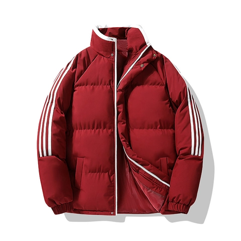 Uniseks Sportief Gewatteerd Jasje van Polyester met Staande Kraag Winddicht Warm Colorblock Drie Strepen Casual Winterjas