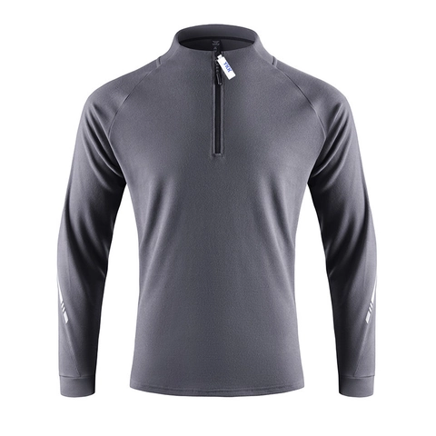 Men's 1/4 Zipper Sports Sweatshirt Long Sleeve Quick Dry Athletic Top Reflective Strip Running Cycling Gym Pullover Activewear