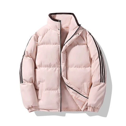 Uniseks Sportief Gewatteerd Jasje van Polyester met Staande Kraag Winddicht Warm Colorblock Drie Strepen Casual Winterjas