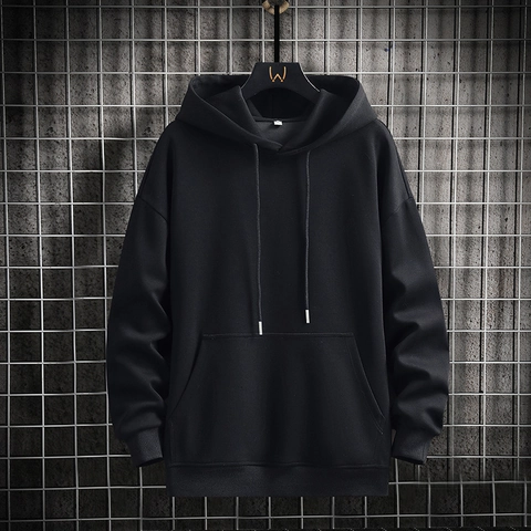 Felpa con Cappuccio Casual da Uomo in Misto Cotone a Maniche Lunghe Tinta Unita Pullover con Tasca a Marsupio per Moda Primavera Autunno