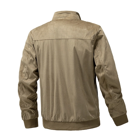 Herren Casual Wildlederimitat Jacke Stehkragen Reißverschluss Einfarbig Langarm Mantel Mit Rippbündchen Für Herbst Winter
