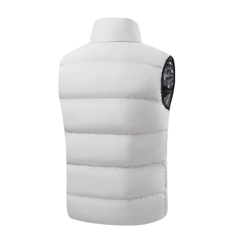 Men's Winter Padded Vest With Graphene Heat Reflecting Lining Stand Collar Water Repellent Sleeveless Jacket Warm Outerwear