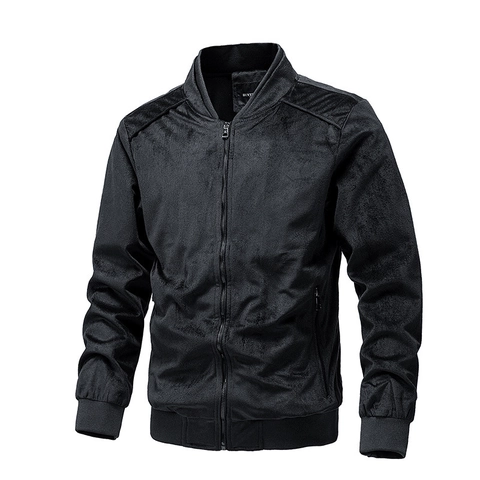 Herren Wildlederjacke Slim Fit Leicht Casual Business Bomberjacke Mit Rippbündchen Und Stehkragen Für Frühling Herbst
