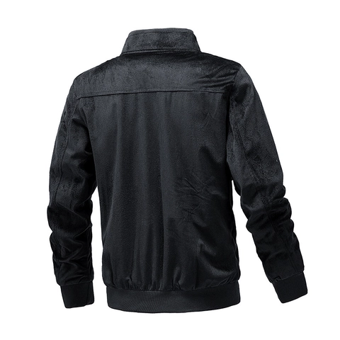 Herren Wildlederjacke Slim Fit Leicht Casual Business Bomberjacke Mit Rippbündchen Und Stehkragen Für Frühling Herbst