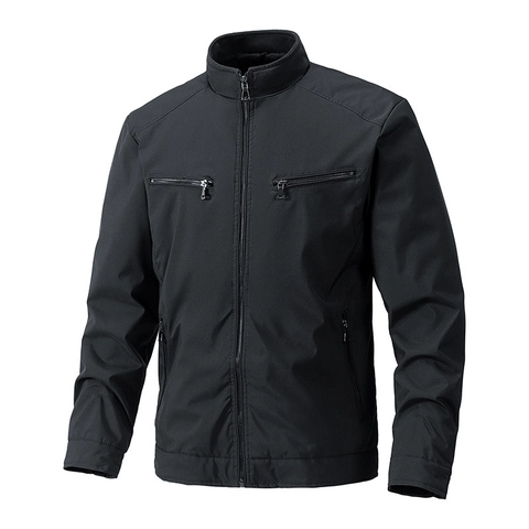 Men Stand Collar Jacket Windproof Polyester Padded Outerwear With Zipper Pockets Casual Outdoor Winter Fashion Coat