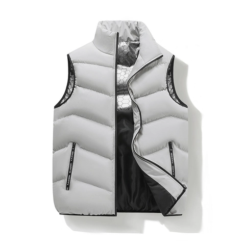 Chaleco Acolchado de Hombre con Cuello Alto Invierno Cálido Forro Reflectante de Calor de Grafeno Chaqueta sin Mangas
