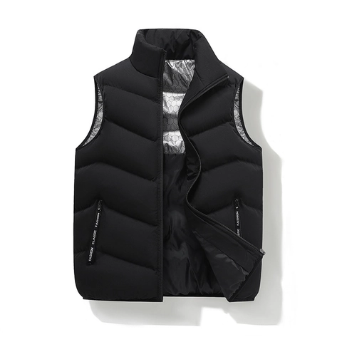 Chaleco Acolchado de Hombre con Cuello Alto Invierno Cálido Forro Reflectante de Calor de Grafeno Chaqueta sin Mangas