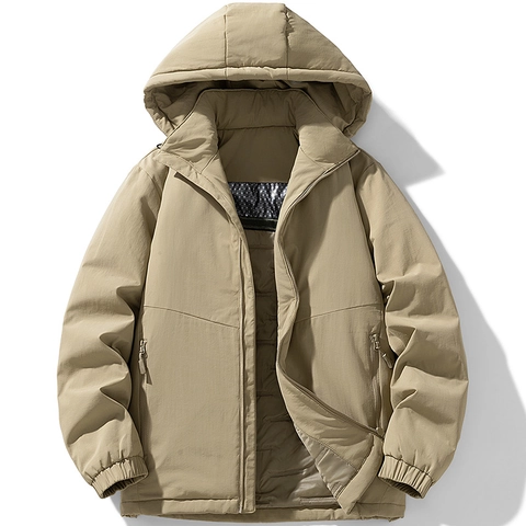 Veste Rembourrée à Capuche d'Hiver pour Hommes Doublure en Graphène Épaissie Coupe-vent Utilitaire Coton Rembourré Manteau Chaud Décontracté
