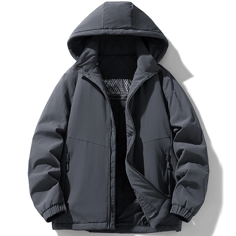 Veste Rembourrée à Capuche d'Hiver pour Hommes Doublure en Graphène Épaissie Coupe-vent Utilitaire Coton Rembourré Manteau Chaud Décontracté