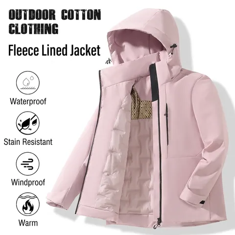 Giacca Imbottita in Cotone Unisex Invernale Con Cappuccio e Fodera Termica in Grafene Parka Caldo Outdoor Impermeabile per Uomo Donna