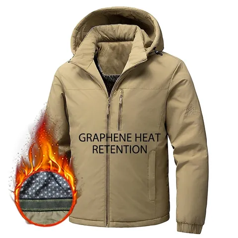Chaqueta Acolchada con Capucha para Hombre Grafeno Cálido Cortavientos Casual Safari Chaqueta Invierno Color Sólido Abrigo Algodón