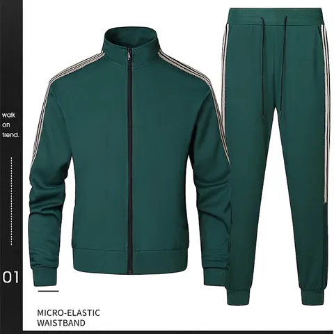 Herren Sport Trainingsanzug Stehkragen Jacke Mit Durchgehendem Reißverschluss Und Jogginghose Mit Kontraststreifen Outfit