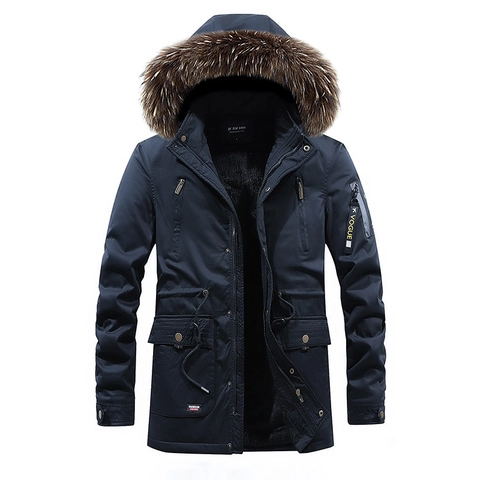 Parka Invernale da Uomo Con Collo in Pelliccia Sintetica Giacca Imbottita in Cotone Foderata in Pile Calda Soprabito Con Cappuccio
