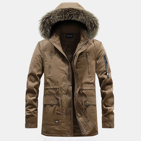 Parka Invernale da Uomo Con Collo in Pelliccia Sintetica Giacca Imbottita in Cotone Foderata in Pile Calda Soprabito Con Cappuccio