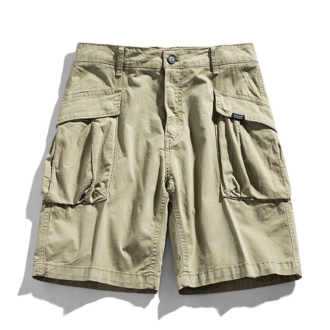 Men's Casual Cargo Shorts Cotton Blend Multi Pocket Loose Fit Outdoor Utility Shorts Solid Color Summer Sport Pants