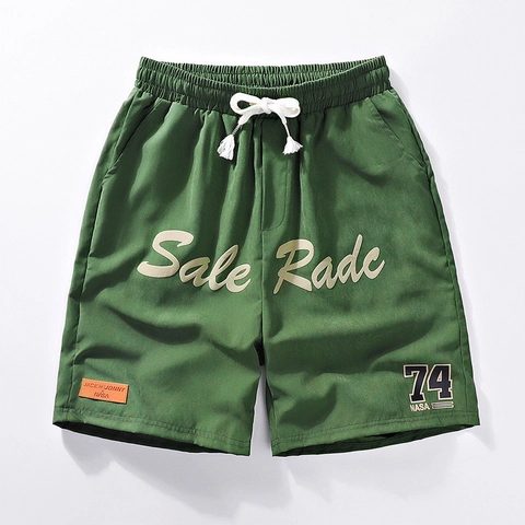 Pantaloncini Casual da Uomo in Poliestere Traspiranti Asciugatura Rapida Vita Elastica con Coulisse Stampa Lettere Sportivi Estivi