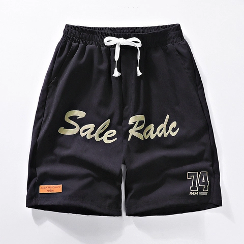 Pantaloncini Casual da Uomo in Poliestere Traspiranti Asciugatura Rapida Vita Elastica con Coulisse Stampa Lettere Sportivi Estivi