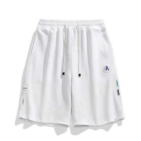 Men Waffle Texture Casual Shorts Breathable Polyester Sporty Streetwear Drawstring Elastic Waist Shorts For Summer Daily Wear