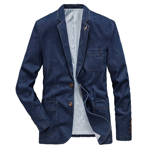 Herren Casual Denim Blazerjacke Baumwollmischung Slim Fit Business Revers Außenbekleidung Top Für Männer Vintage Style Langarm Einreihiger Mantel