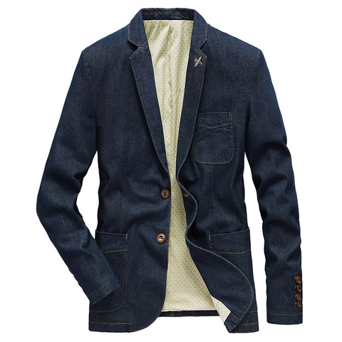 Herren Casual Denim Blazerjacke Baumwollmischung Slim Fit Business Revers Außenbekleidung Top Für Männer Vintage Style Langarm Einreihiger Mantel