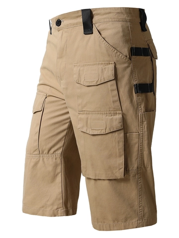 Pantaloncini Cargo da Uomo in Cotone Larghi Dritti Multitasca Pantaloni Capri Estivi Tattici Taglie Forti Shorts da Lavoro Uomo