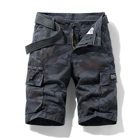 Shorts Cargo de Camuflaje de Algodón para Hombre Con Cinturón Multibolsillos Pantalones Cortos Rectos Casuales Tácticos Militares