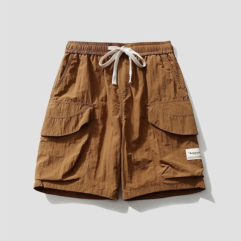 Pantaloncini Cargo da Uomo Asciugatura Rapida Nylon Casual Loose Fit Estate Outdoor Utility Shorts Con Coulisse in Vita