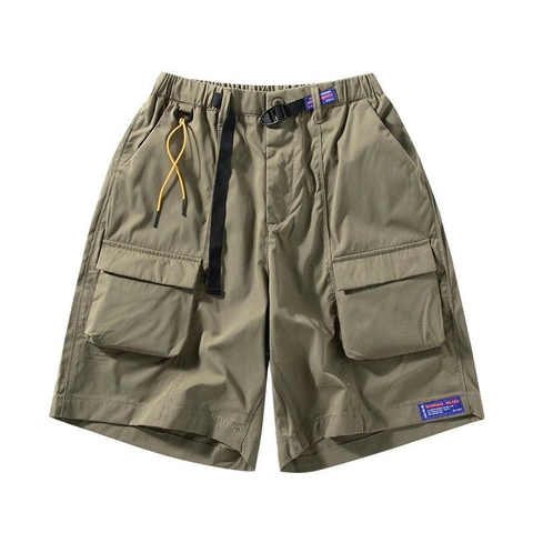 Men's Cargo Shorts Loose Fit Polyester Casual Summer Outdoor Shorts Multi Pocket Straight Leg Work Shorts With Belt